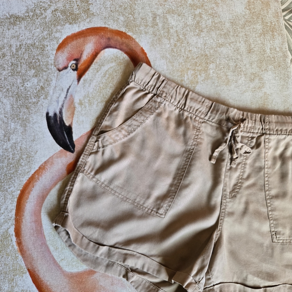 3/$25 Gap Khaki Lyocell Shorts Large Cargo Cuffed Drawstring Safari Casual - Picture 11 of 11
